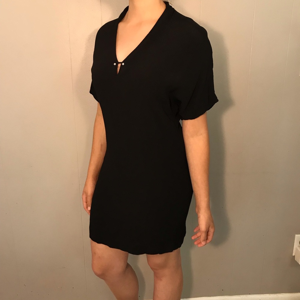 Zara Basic Short Sleeve Black Dress - Picture 1 of 5